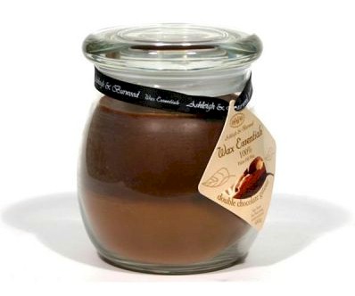 Wax Essentials Double Chocolate Gateau Candle Jar - A large glass jar filled with two tone 100%