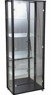 Unbranded Double Glass Door Display Cabinet - Black