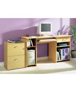 Double Pedestal Desk - Beech Effect