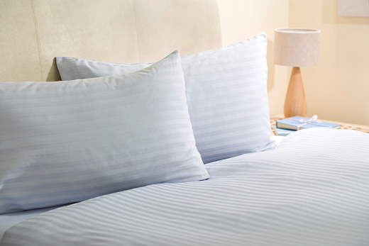 Unbranded Double Sateen Stripe Duvet Cover - Light Blue - Light Blue