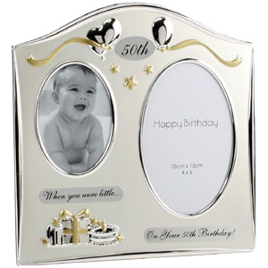 Unbranded Double Then and Now 50th Birthday Photo Frame