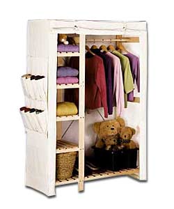 Double Wardrobe with Canvas Cover - Natural