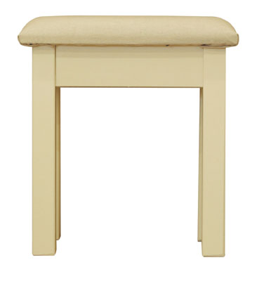 DRESSING TABLE STOOL IN A DEVON CREAM PAINTED FINISH FROM THE TEWKSBURY RANGE.