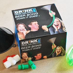 This fun Drink Inc Beer Bong Drinking Game is the perfect way to spend a soon to be blurry evening with friends.Challenge your friends and see who can guzzle the classic yard of ale the fastest or even two with this Beer Bong Drinking Game. This come