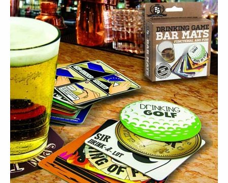 Drinking Game Beer MatsWith this pack of deluxe bar mats, you and your friends can have lots of fun trying out one of the 30 drinking games.Each mat is printed with a different game, ranging from the downright silly through to something a little more