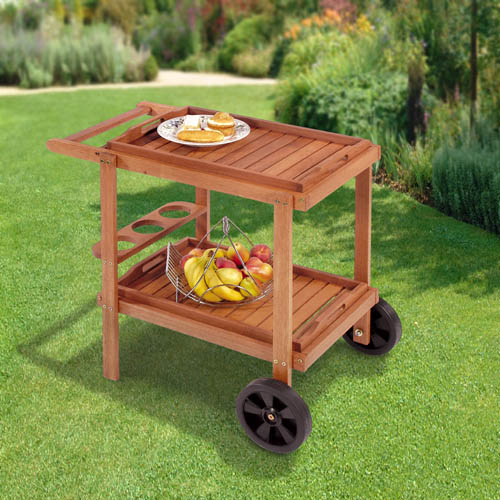 This drinks trolly wonderfully compliments our range of sun loungers  with 2 wheels for easy movemen