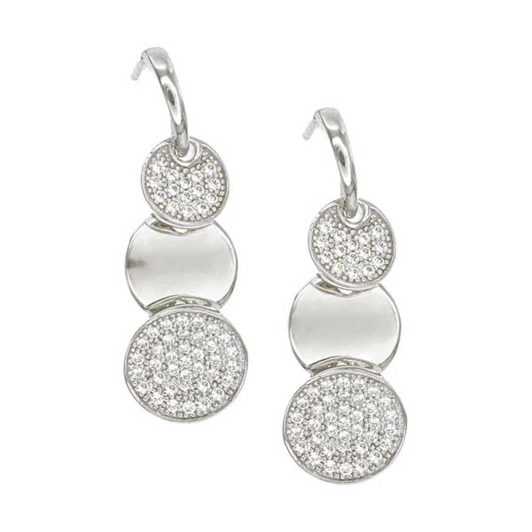 Unbranded Drop Circles Sterling Silver Earrings with CZ