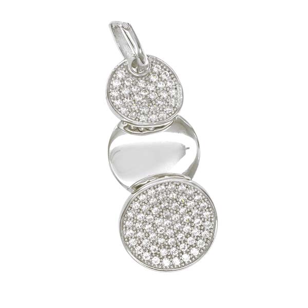 Unbranded Drop Circles Sterling Silver Pendant with CZ