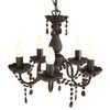 Elegant 5 arm chandelier in black finish with black Acrylic droplets. 5 x max 60W SES Candle bulb re