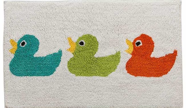 Give your bathroom a unique feel with this quirky ducks motif bath mat. Made from cotton. this bath mat will be a treat to step onto after a bath or shower. Pair this bath mat with the matching shower curtain for a perfectly coordinated bathroom. Mad