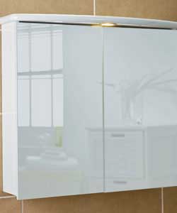 White gloss finish.1 light.1 internal shelf.Shaver point.Requires wiring.IP44 rating.Suitable for ba