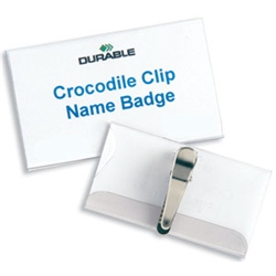 Durable Badges with Crocodile Clip 40x75mm Ref