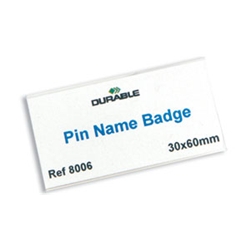 Durable Name Badges with Pin 30x60mm Ref 8006