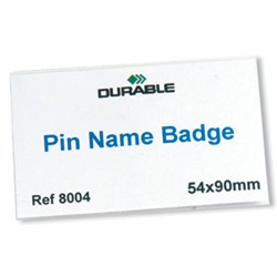 Durable Name Badges with Pin 54x90mm Ref 8004