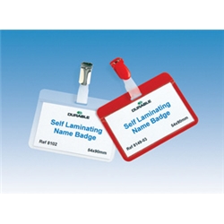 Durable Self-Laminating Name Badges 54x90mm Red