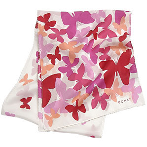 Echo Butterfly Scarf- Oblong- White and Pink