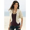 Edge to edge cardigan with frill detail. Washable. 50 Cotton, 50 Acrylic.