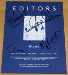 EDITORS GROUP SIGNED 6 x 4 INCH PROMO CARD