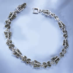 Hallmarked bracelet made in sterling silver set with marcasite