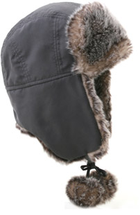 Microfibre faux fur grey trapper featuring pom pom detail. The Ehetty is the perfect hat for cold wi