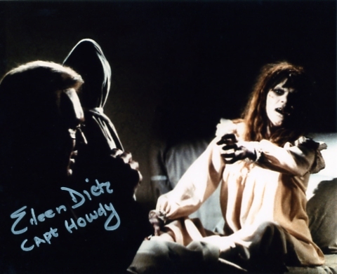 A colour photograph of Eileen Dietz as Captain Howdy in the 1973 film The Exorcist - signed in
