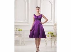 Unbranded Elegant Terse Scoop Satin Knee-length