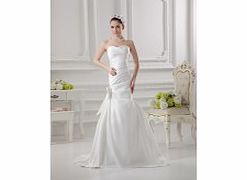 Unbranded Elegant Terse Strapless Sweetheart Satin Sweep
