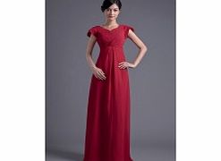 Unbranded Elegant V-neck Pleat Floor-length Chiffon Dress