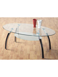 The Elena coffee table combines a classic oval top with a frosted glass undershelf for afantastic