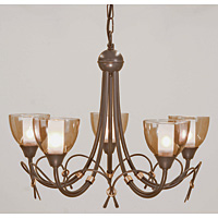 Unbranded ELHN5 - 5 Light Bronze/Gold Patina Hanging Light