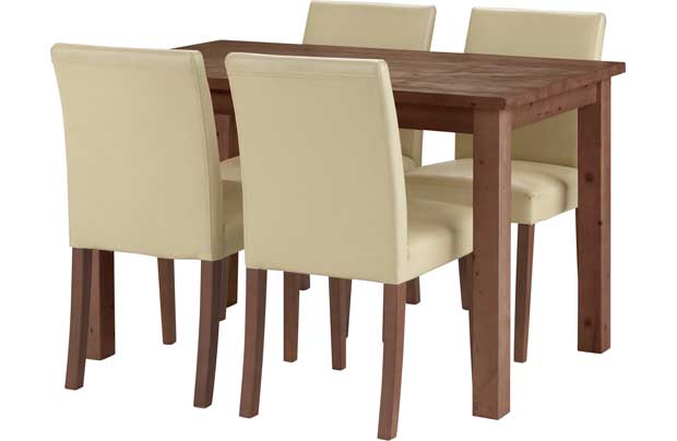 Unbranded Elliott Walnut Stain Dining Table and 4 Cream
