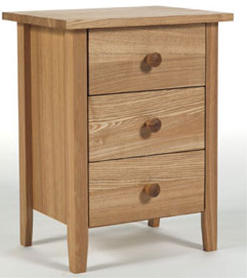 Unbranded ELM BEDSIDE CABINET 3 DRAWER KENDAL