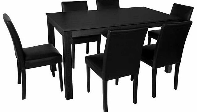Unbranded Elmdon Black 150cm Dining Table and 6 Black Chairs