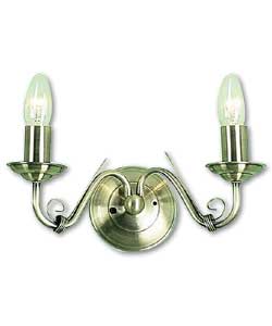 Eloise Antique Brass 2 Light Wall Light