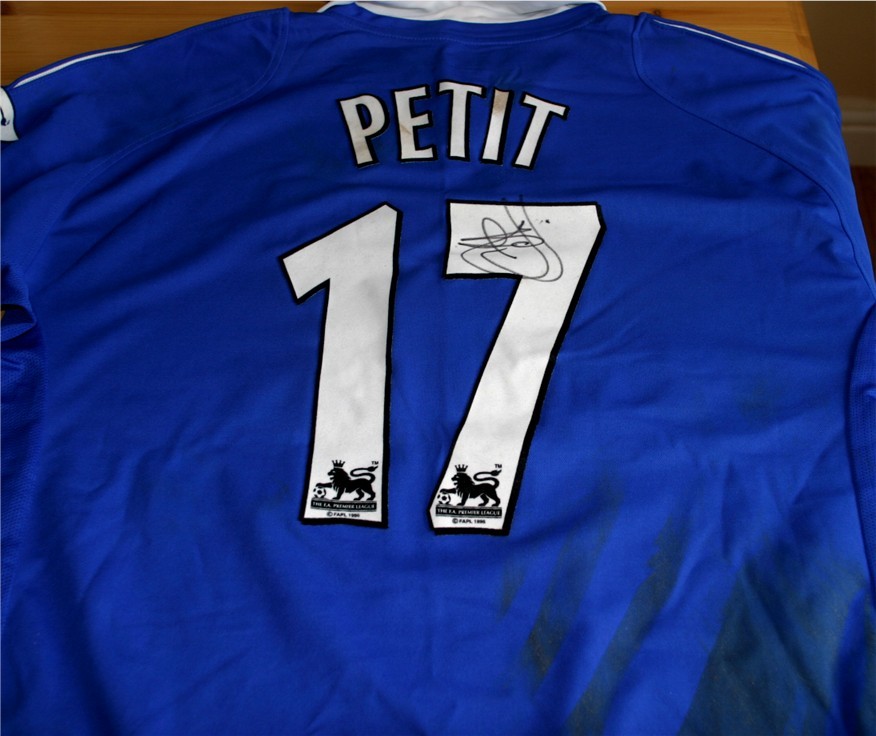 EMANNUEL PETIT HAND SIGNED MATCHWORN SHIRT