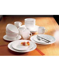 Embossed Circles 16 Piece Dinner Set