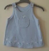 Embroidered Fleece Pinafore- Blue - 3/4 yrs