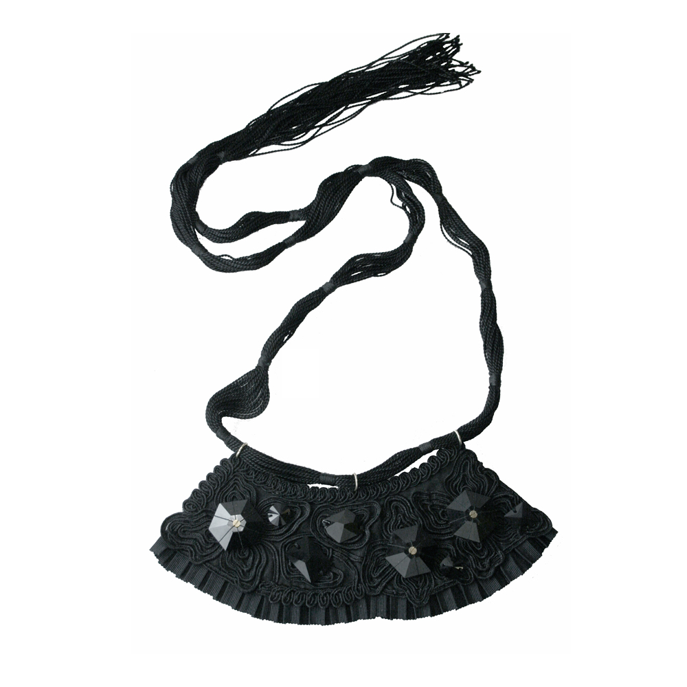 Unbranded Embroidered Statement Necklace - Black