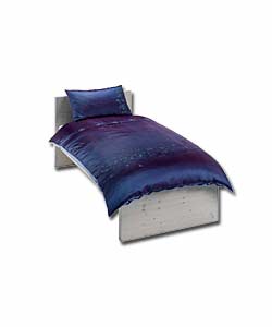 Embroidered Taffeta King Size Duvet Cover/Pillowcase - Blue