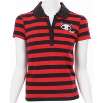 Unbranded Emily the Strange Black And Red Puff Sleeve Polo