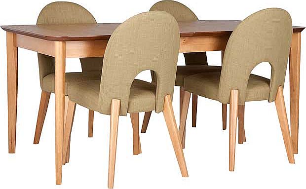 Unbranded Emmett Oak Dining Table and 4 Green Upholstered