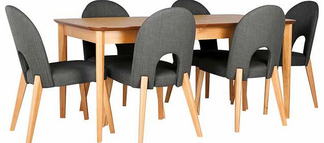 Unbranded Emmett Oak Dining Table and 6 Charcoal