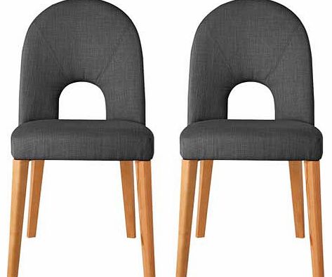 Unbranded Emmett Pair of Charcoal Upholstered Dining Chairs