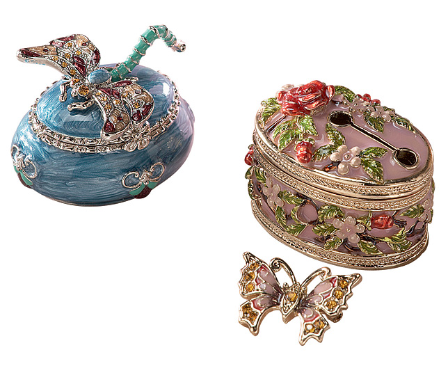 Unbranded Enamelled Brooch and Trinket Box Butterfly