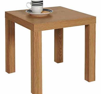This oak effect end table is a sturdy. stylish design. Use in a range of rooms to suit your needs. Ideal for holding a phone. photographs or your cup of tea. Collect in store today. Size H45. W45. D45cm. Weight 3kg. General information: Packed flat -