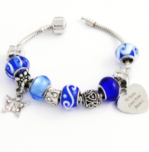 Unbranded Engraved Jewellery - Personalised Indigo Charm