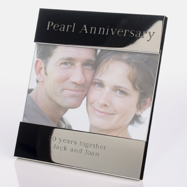 Unbranded Engraved Pearl Anniversary Photo Frame
