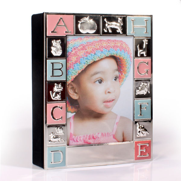 Unbranded Engraved Pink and Blue Alphabet Photo Album
