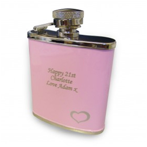 Unbranded Engraved Pink Hip Flask