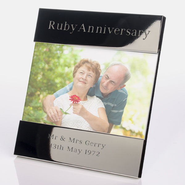 Unbranded Engraved Ruby Anniversary Photo Frame